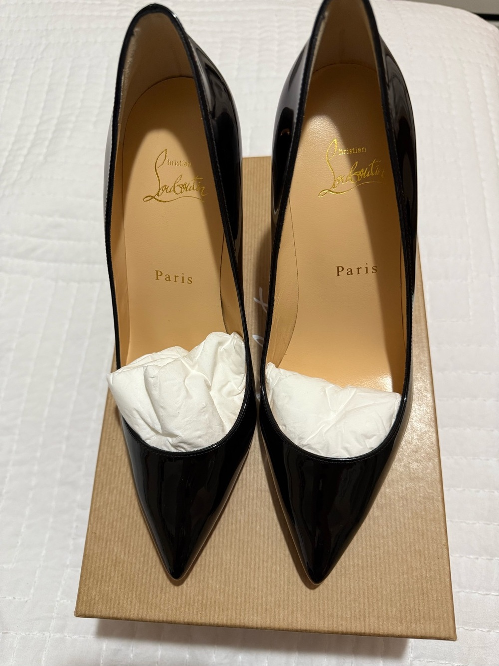 Christian Louboutin Black Patent Pointed Toe Pumps - Picture 4 of 8
